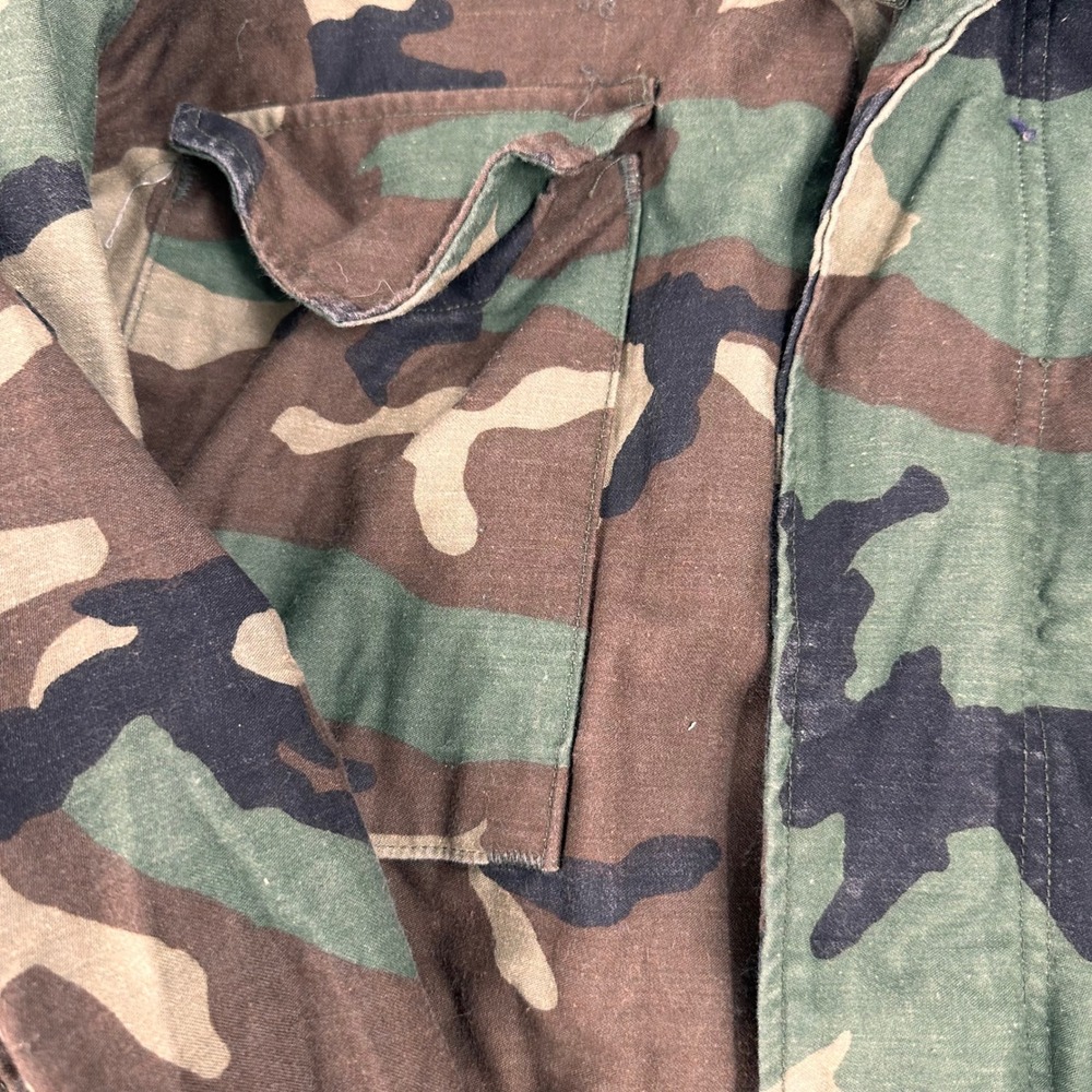 Vintage M65 US Army Coat Military Field Cold Weather L Woodland Camo Lined - Picture 10 of 14